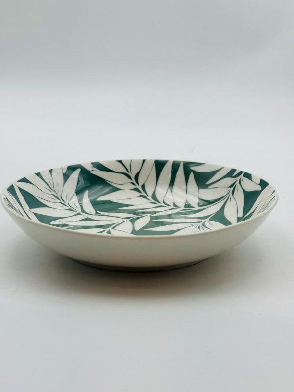 Green Leaf Pattern Ceramic Bowl
