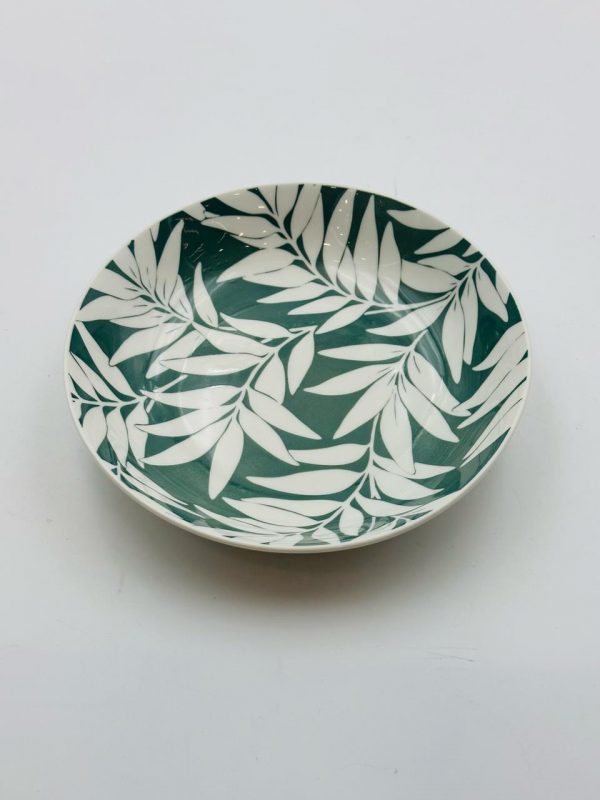 Green Leaf Pattern Ceramic Bowl - Image 2