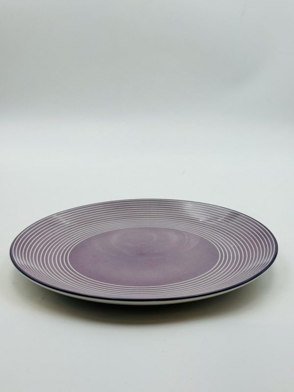 Ceramic Dinner Plate – Purple Striped Design
