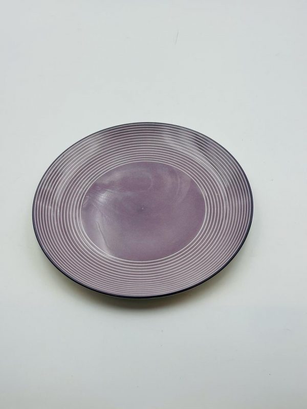Ceramic Dinner Plate – Purple Striped Design - Image 2