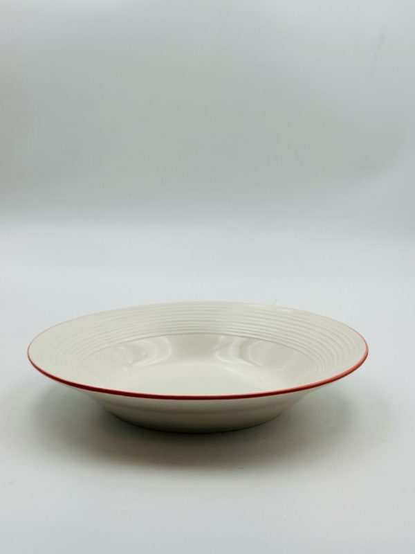 Ceramic Deep Dinner Plate with Red Rim