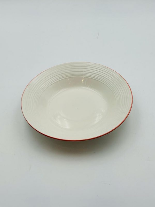 Ceramic Deep Dinner Plate with Red Rim - Image 2