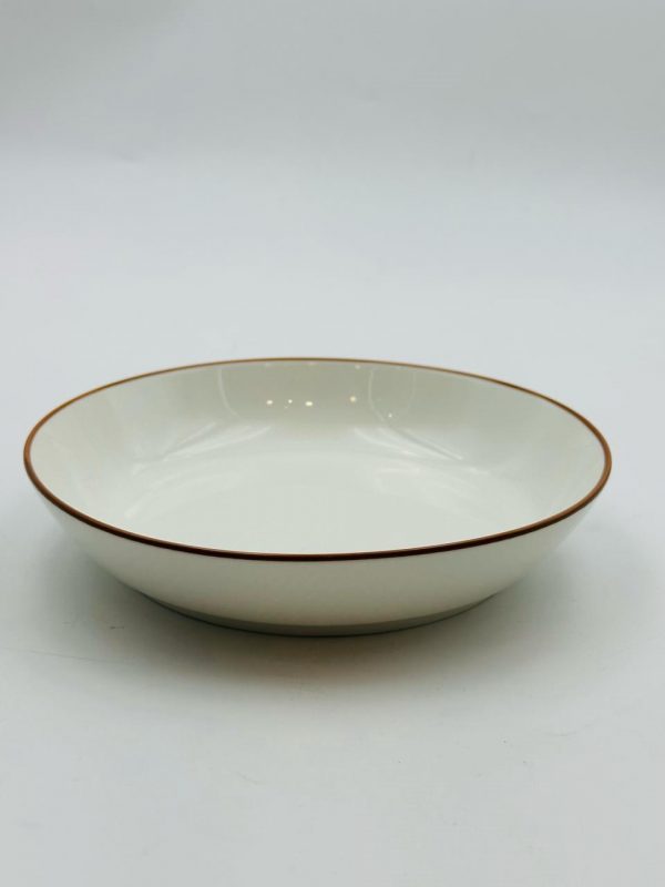 Ceramic Deep Dinner Plate with Brown Rim
