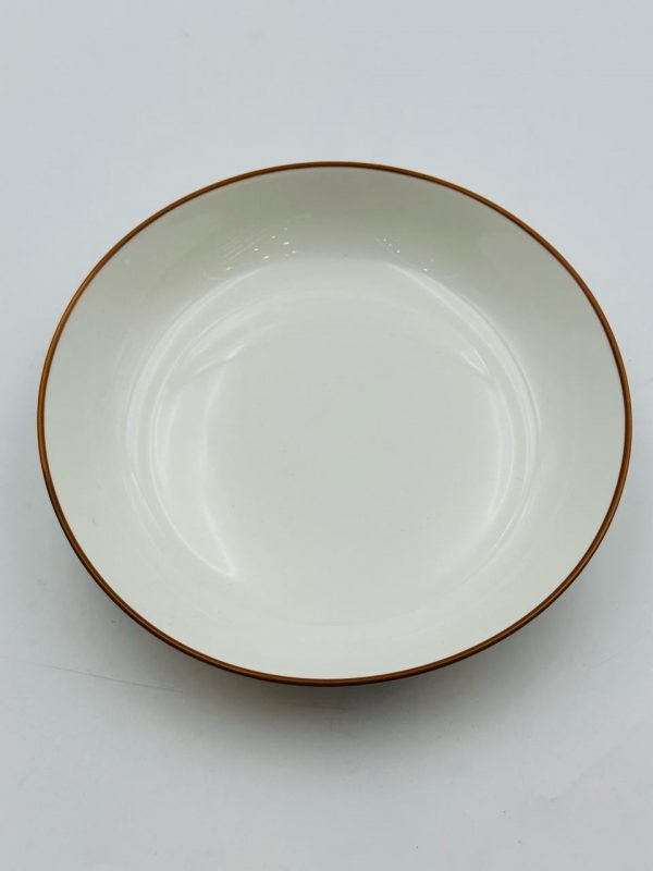 Ceramic Deep Dinner Plate with Brown Rim - Image 2