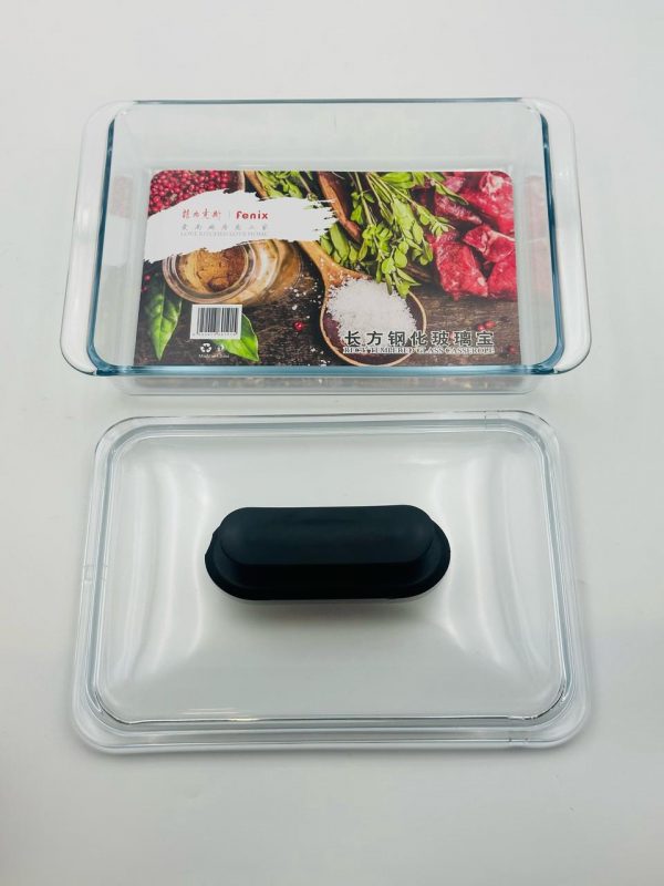Fenix Rectangular Glass Casserole Dish with Lid - Image 2