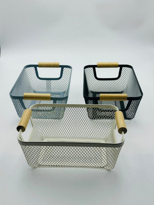 Mesh Storage Basket with Wooden Handle