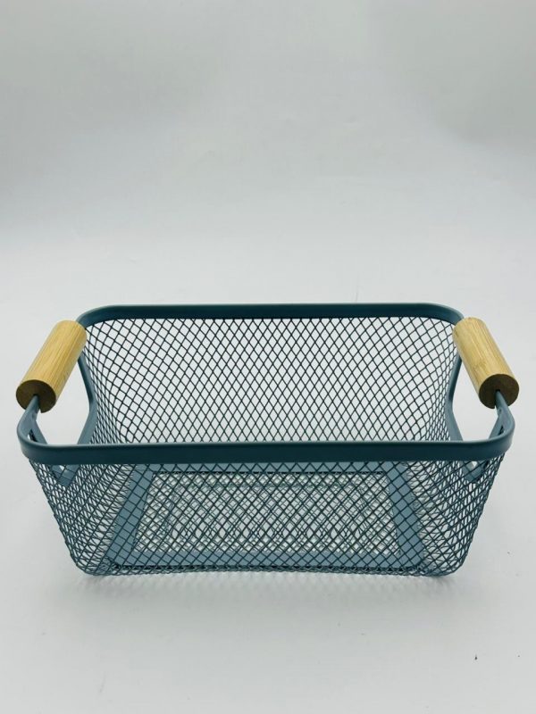 Mesh Storage Basket with Wooden Handle - Image 3