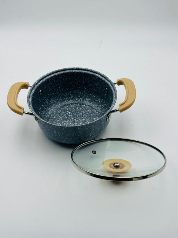 Granite Non-Stick Cooking Pot with Glass Lid - Image 2
