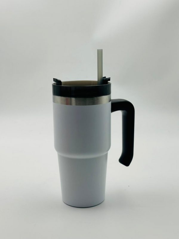 Stainless Steel Thermal Mug with Straw & Handle (Small) - Image 3