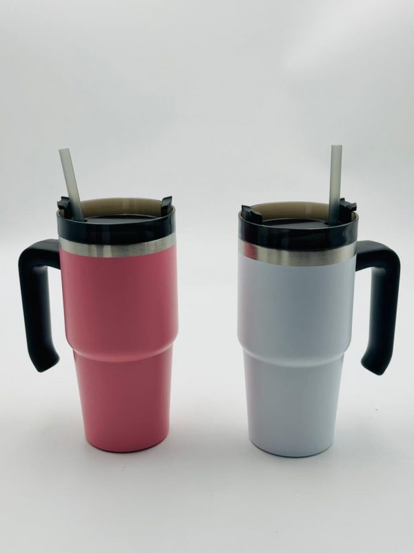 Stainless Steel Thermal Mug with Straw & Handle (Small)