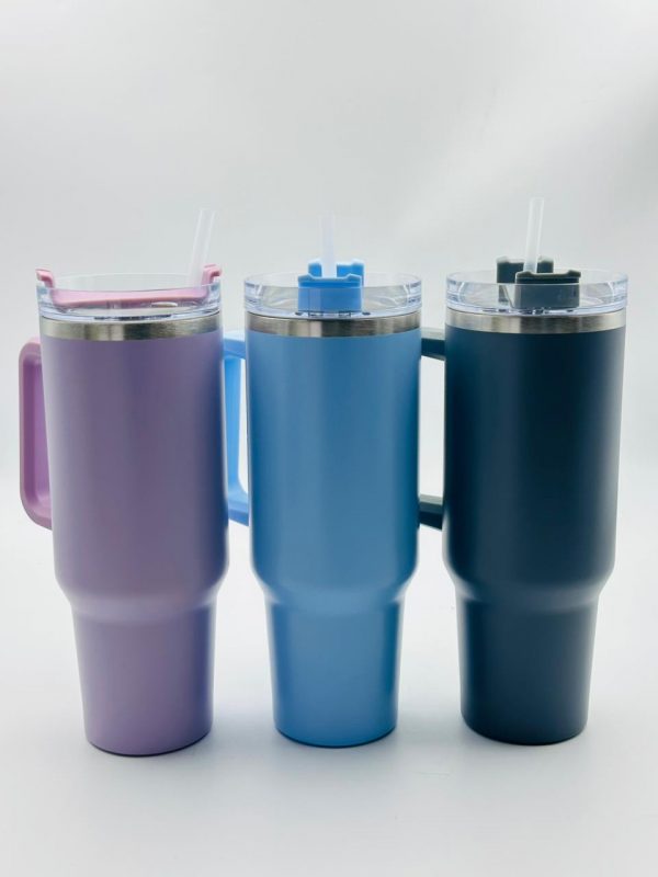 Stainless Steel Thermal Mug with Straw & Handle (Big)