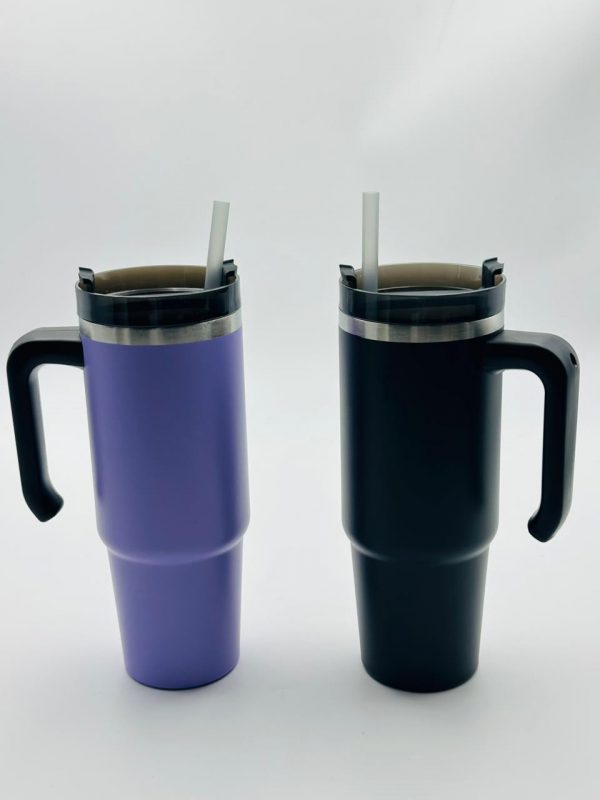 Stainless Steel Thermal Mug with Straw & Handle (Medium)