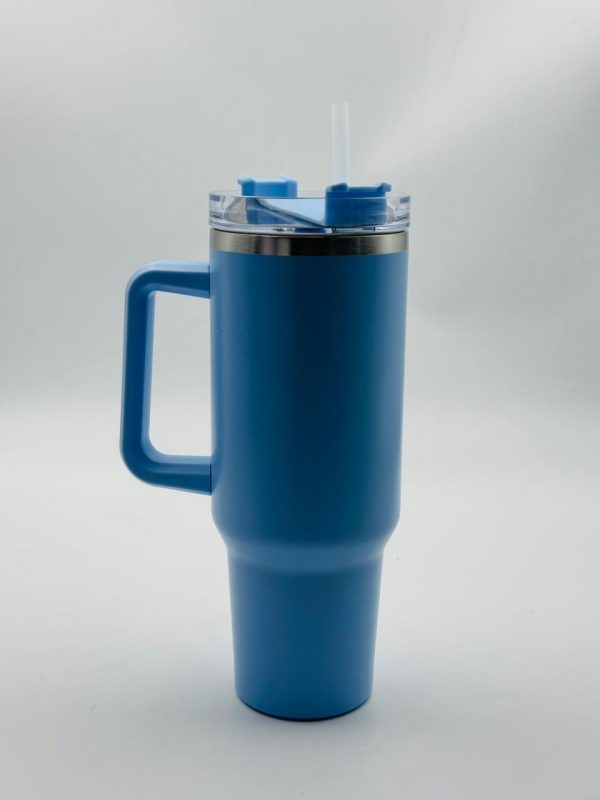 Stainless Steel Thermal Mug with Straw & Handle (Big) - Image 3