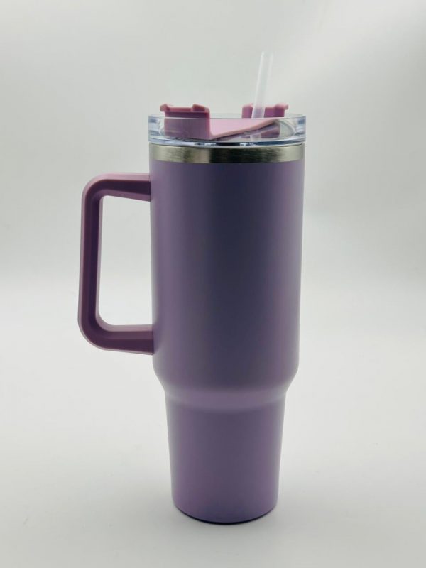 Stainless Steel Thermal Mug with Straw & Handle (Big) - Image 2