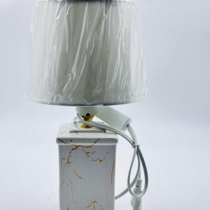 White & Gold Marble Square Table Lamp