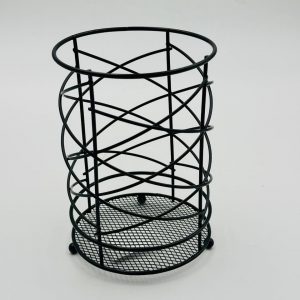Round Black Metal Cutlery Holder