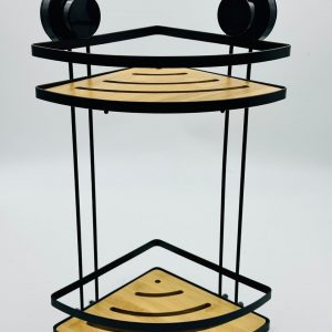 2-Tier Corner Shelf Organizer with Wooden Base