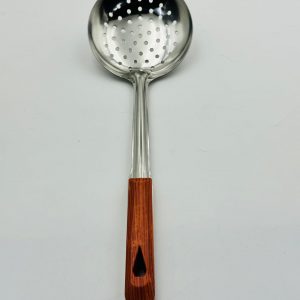 Stainless Steel Perforated Ladle with Wooden Handle