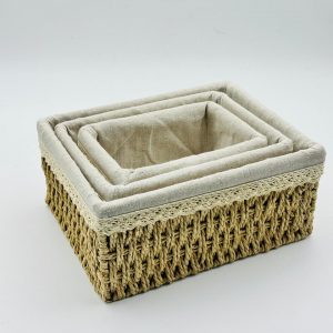 3-Piece Woven Storage Basket Set with Fabric Lining