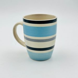 Blue & Cream Striped Ceramic Mug