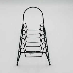 Matte Black Multi-Slot Plate & Lid Organizer Rack with Handle