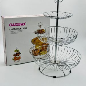 3-Tier Metal Fruit & Snack Basket Stand – Chrome Finish