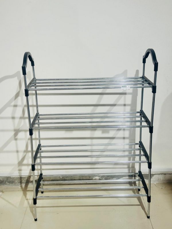 Shoe Rack Metal Rods 4-Tier Chrome Steel Shoe Rack with Handrails – Sastho | Your One Stop ...