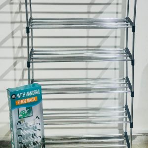 6-Tier Heavy Duty Chrome Shoe Rack with Handrails