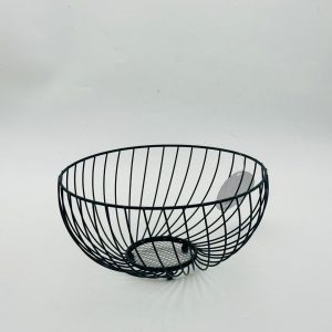 Modern Black Metal Wire Fruit Basket – Mesh Base Design