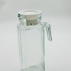 Ribbed Glass Water & Juice Pitcher with Lid and Handle