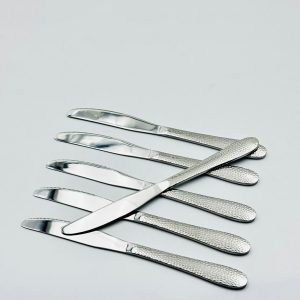 Hammered Silver Stainless Steel Dinner Knives – Set of 6