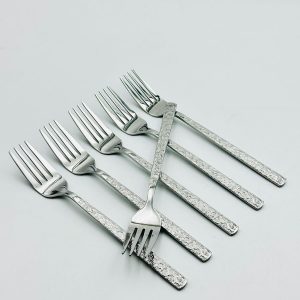 Textured Handle Stainless Steel Dinner Forks – 6 Piece Set