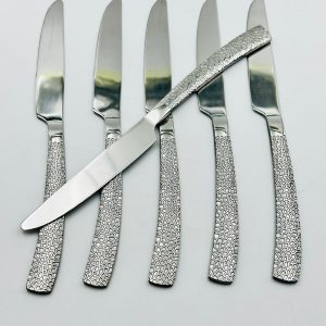 Textured Silver Stainless Steel Dinner Knives – Set of 6