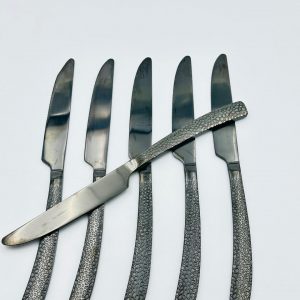 Textured Gunmetal Stainless Steel Dinner Knives – Set of 6