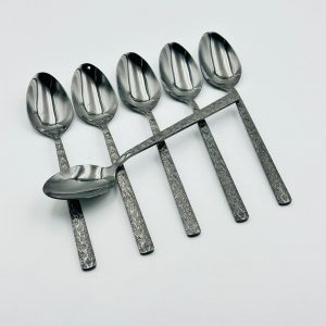 Hammered Silver Stainless Steel Spoon Set – 6 Pieces