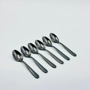 Hammered Handle Gunmetal Stainless Steel Spoon Set (small )