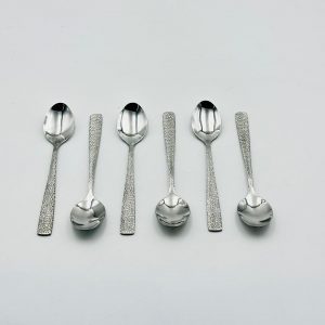 Hammered Handle Silver Stainless Steel Spoon Set – 6 Pieces(small)