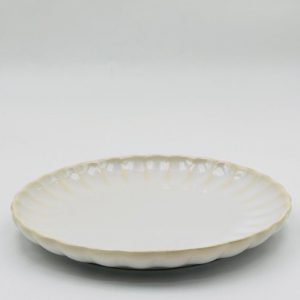 Round White Scalloped Serving Plate