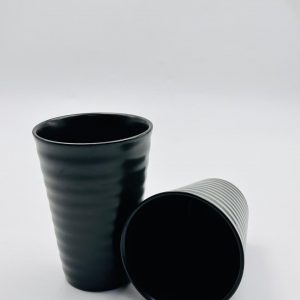 Matte Black Ribbed Ceramic Tumbler Cup