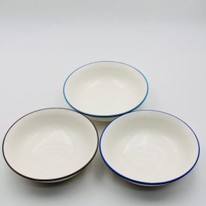 Ceramic Soup & Rice Bowl Set with Colored Rim 1PCS