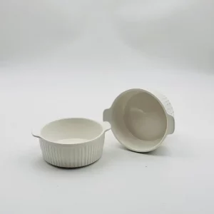 Mini White Ceramic Ramekin Bowl with Handles