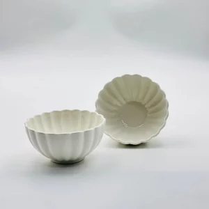 Fluted White Ceramic Dessert Bowl