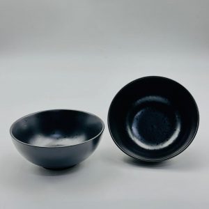 Speckled Matte Black Ceramic Serving Bowl