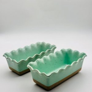 Scalloped Mint Ceramic Baking & Serving Dish