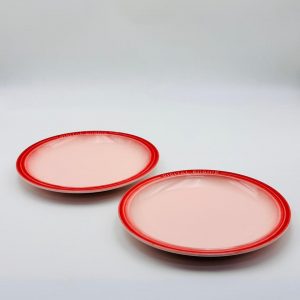 Red Rim Ceramic Dinner Plate – Cream Center