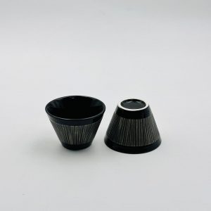 Mini Matte Black Ribbed Ceramic Dip Cup