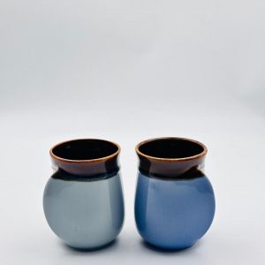 Rustic Glazed Ceramic Tumbler Cup – Blue Tones