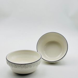 Elegant Embossed Ceramic Soup Bowl