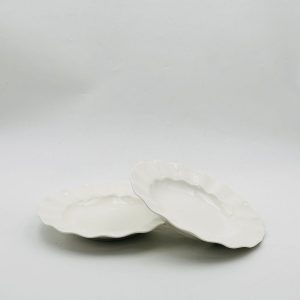 Elegant White Scalloped Dessert Plate