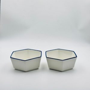 Hexagon Ceramic Serving Bowl with Decorative Rim